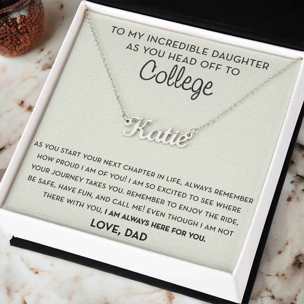 Going to College Gift for Daughter from Dad, Personalized Name Gift for College
