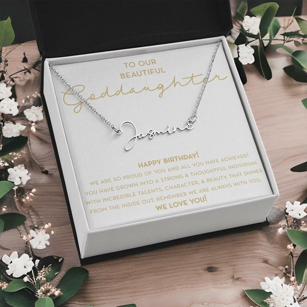 Goddaughter Necklace, Goddaughter Birthday Gift, Custom Name Necklace, Happy Birthday Goddaughter, Gift from Godparents, Goddaughter Jewelry