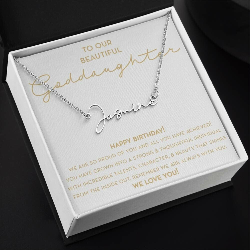 Goddaughter Necklace, Goddaughter Birthday Gift, Custom Name Necklace, Happy Birthday Goddaughter, Gift from Godparents, Goddaughter Jewelry