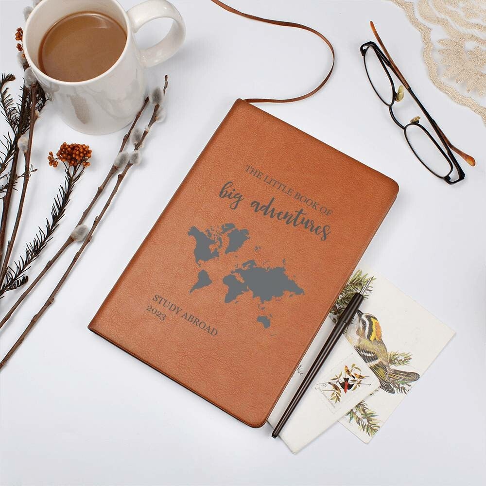 Study Abroad Gift, Travel Journal / Gift, Gift for College Student, 2023 Study Abroad Keepsake, Vegan Leather Journal, New Adventure