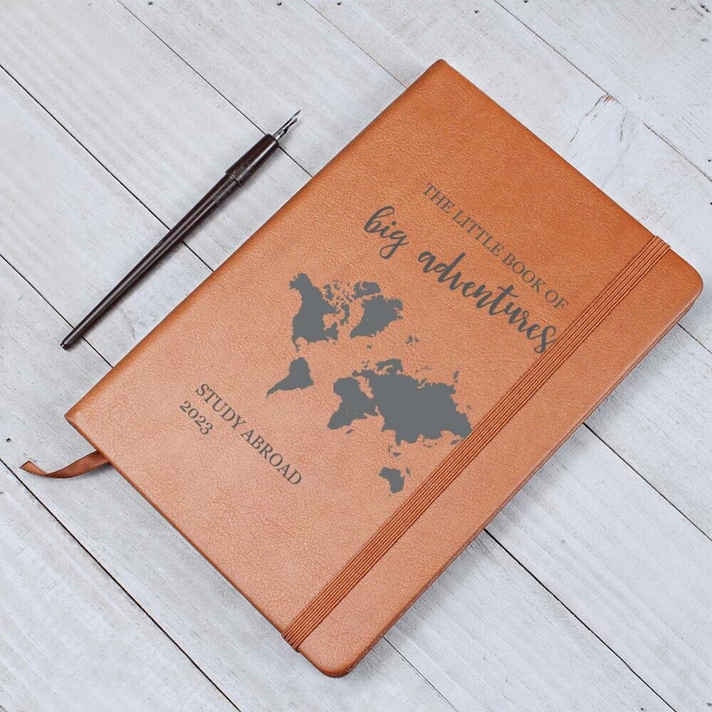 Study Abroad Gift, Travel Journal / Gift, Gift for College Student, 2023 Study Abroad Keepsake, Vegan Leather Journal, New Adventure
