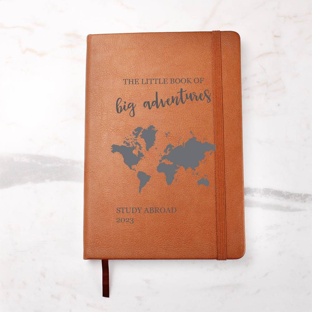 Study Abroad Gift, Travel Journal / Gift, Gift for College Student, 2023 Study Abroad Keepsake, Vegan Leather Journal, New Adventure