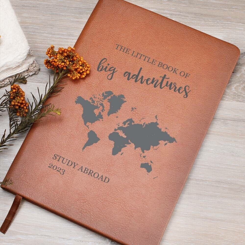 Study Abroad Gift, Travel Journal / Gift, Gift for College Student, 2023 Study Abroad Keepsake, Vegan Leather Journal, New Adventure