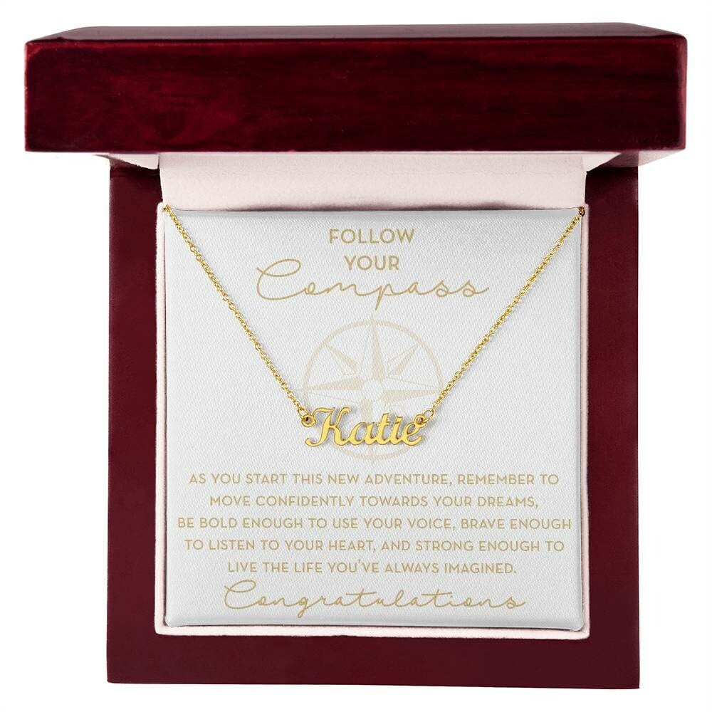 Going to College Gift, Follow Your Compass, Graduation Necklace for Her, New Adventure, New Job, Moving Abroad, Leaving Home, Travel Gift