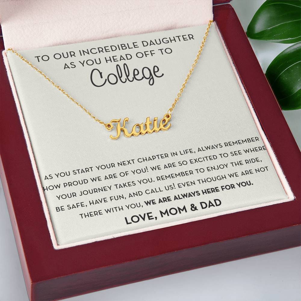 Personalized Gift for Daughter Going to College, Name Necklace, Going to College Gift