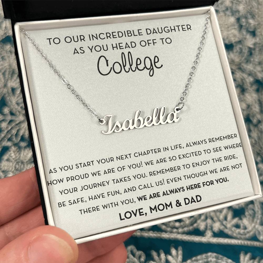 Personalized Gift for Daughter Going to College, Name Necklace, Going to College Gift