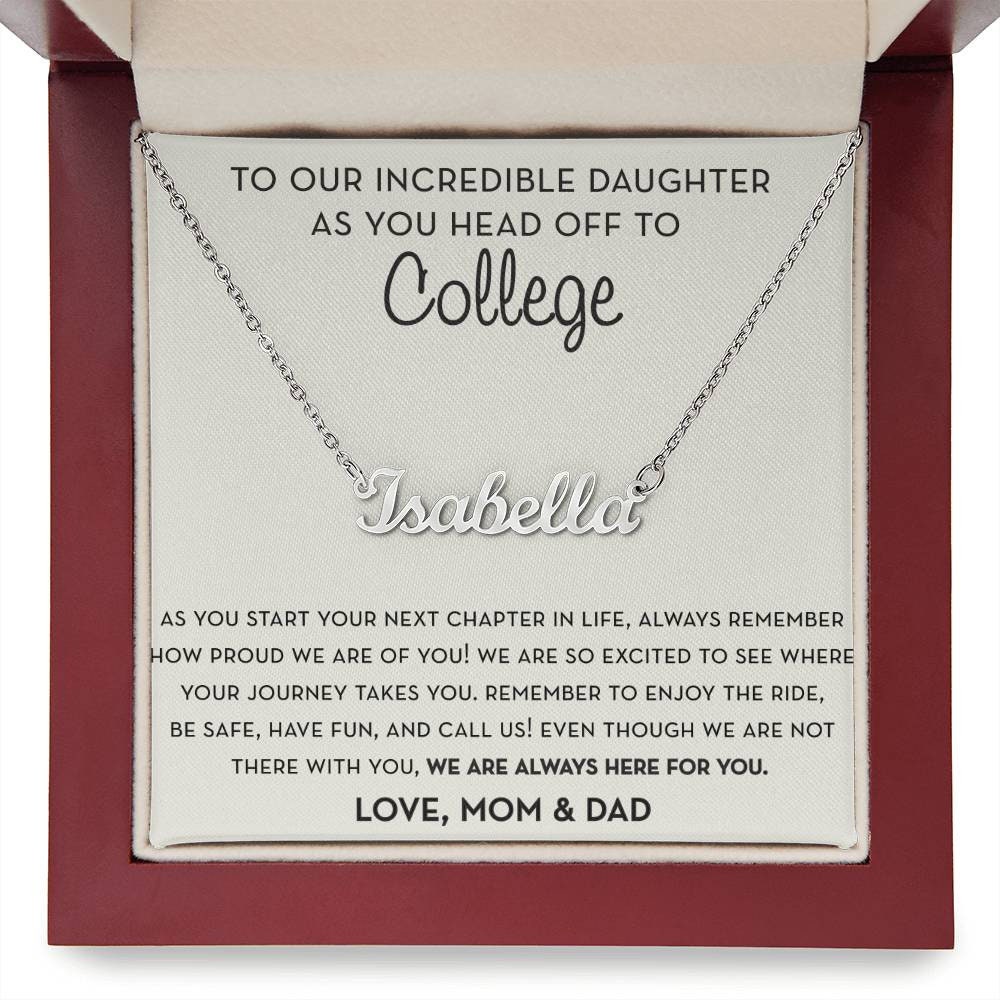 Personalized Gift for Daughter Going to College, Name Necklace, Going to College Gift