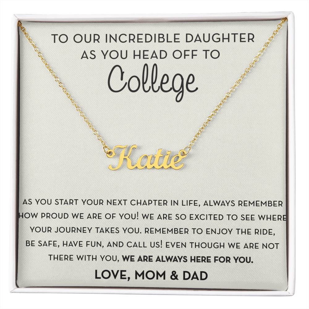 Personalized Gift for Daughter Going to College, Name Necklace, Going to College Gift