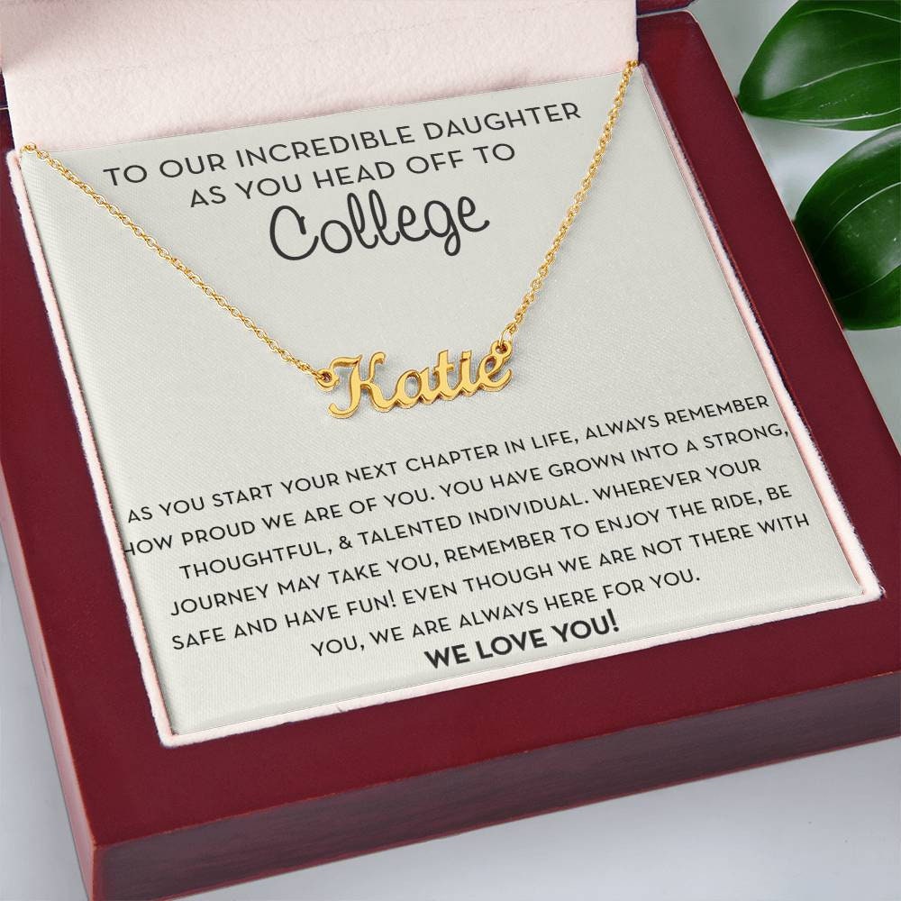 Personalized Gift for Daughter Going to College, Gift from Parents, Custom Name Necklace, Freshman Gift, Daughter Moving to College Gift