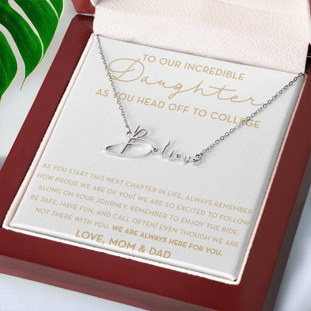 Personalized Gift for Daughter Going to College, Custom Name Necklace, Freshman Daughter, Gift from Mom and Dad, Moving to College Gift