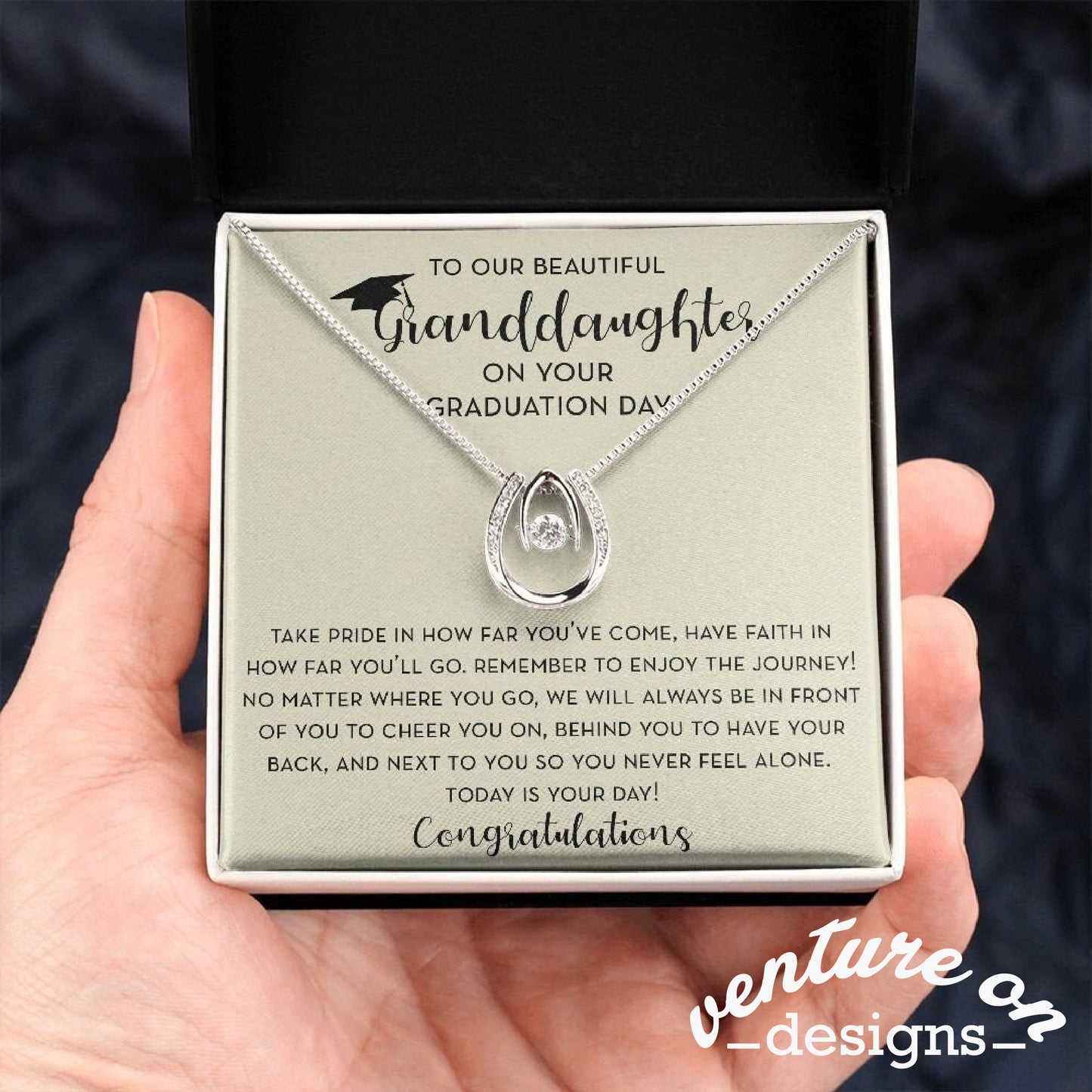 Granddaughter Gift for Graduation, Granddaughter Graduation Horseshoe Necklace
