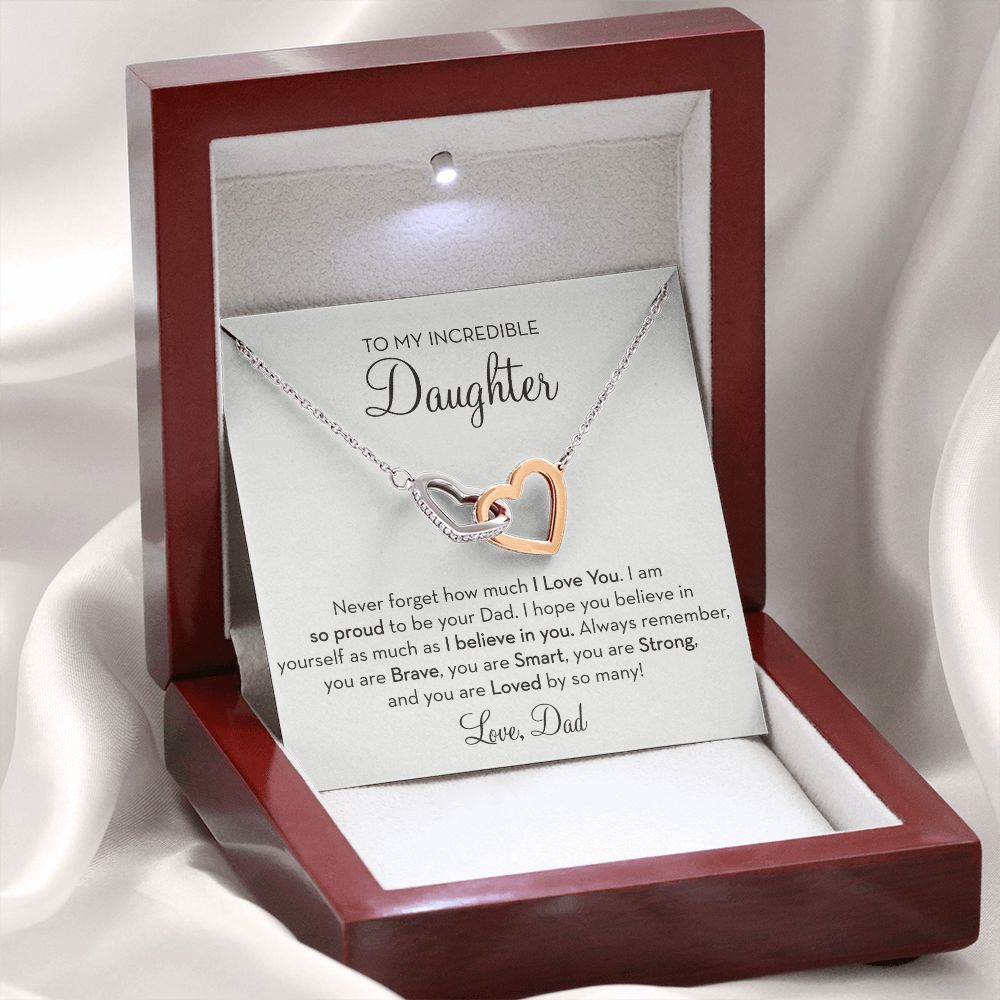 Daughter Hearts Necklace from Dad, Never Forget How Much I Love You
