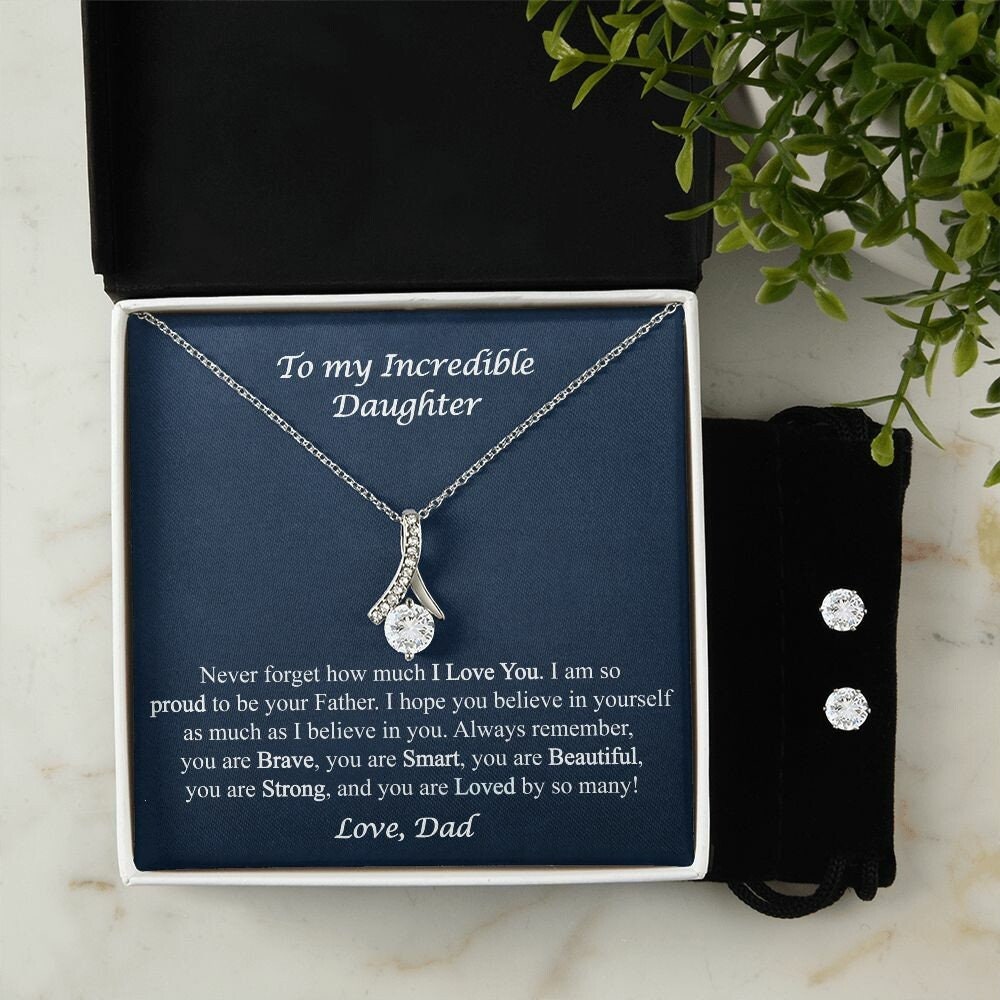 Daughter Jewelry Set from Dad, Never Forget How Much I Love You