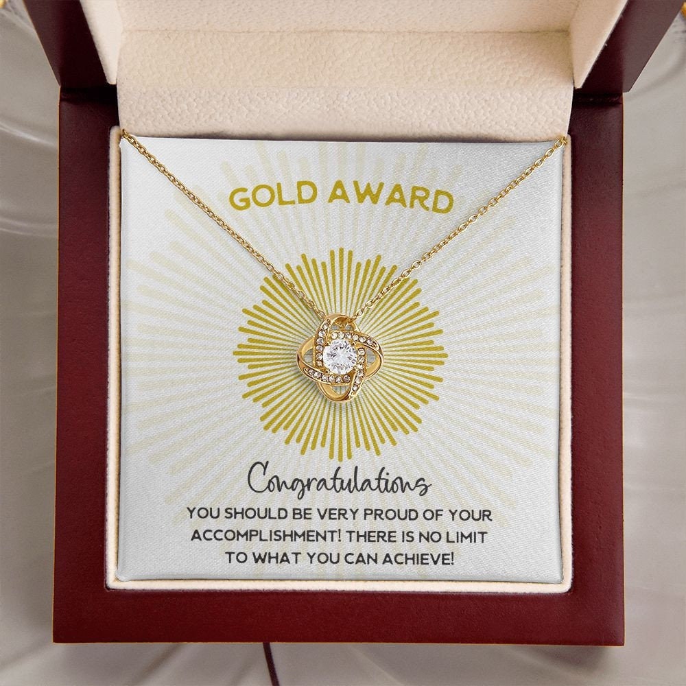 Gift for Girl Scout Gold Award, Girl Scout Gold Award Congratulations Necklace 18K Yellow Gold Finish / Luxury Box