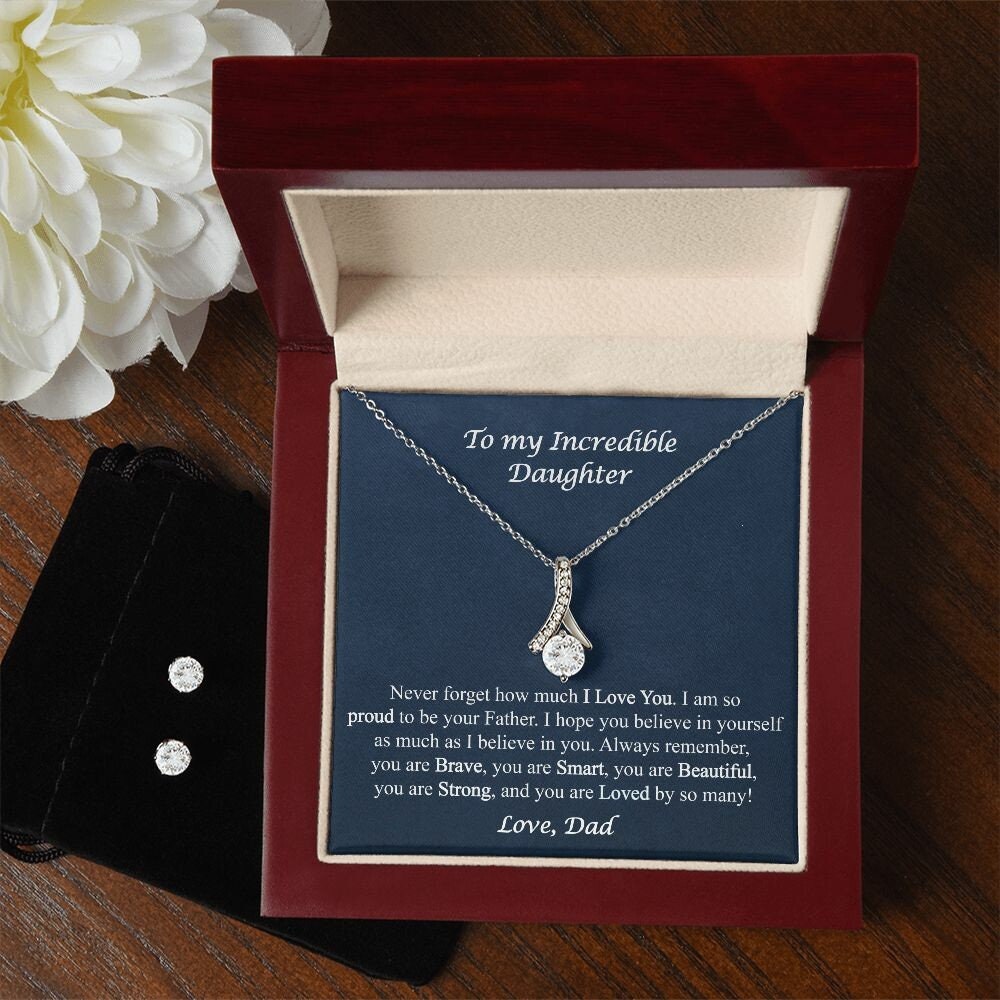 Daughter Jewelry Set from Dad, Never Forget How Much I Love You