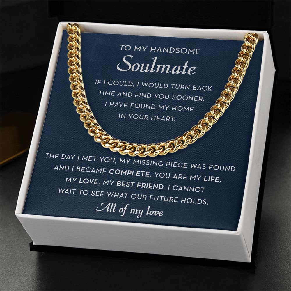 Soulmate Necklace for Him, Handsome Soulmate Cuban Link Chain