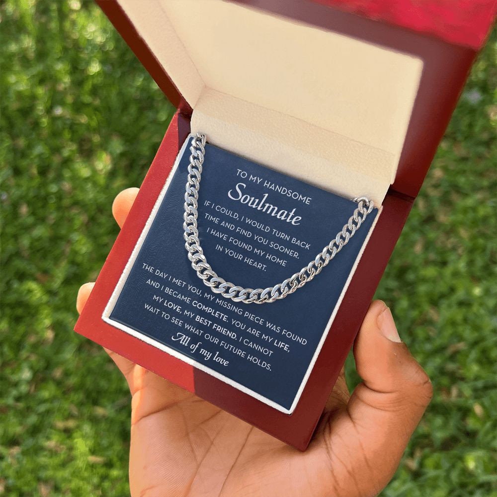 Soulmate Necklace for Him, Handsome Soulmate Cuban Link Chain