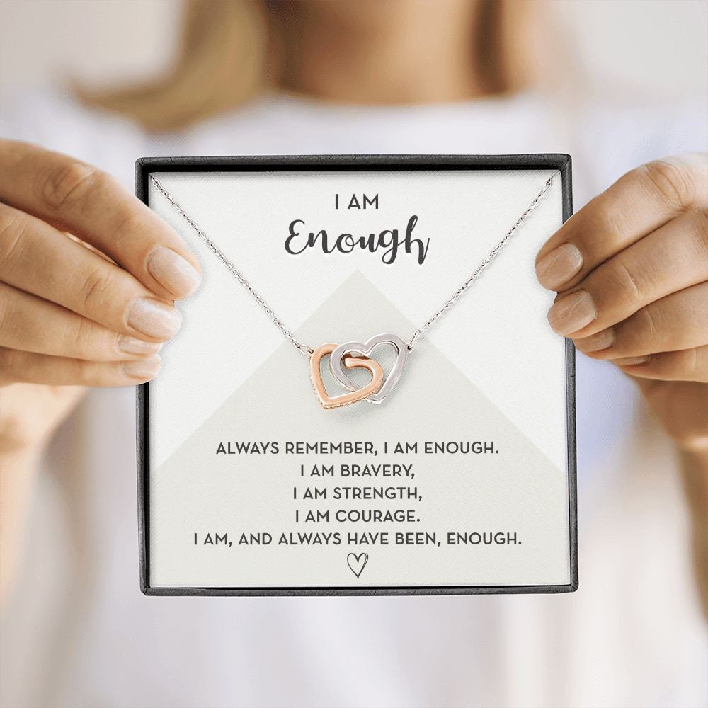 I Am Enough Necklace for Her, Self Affirmation Gift