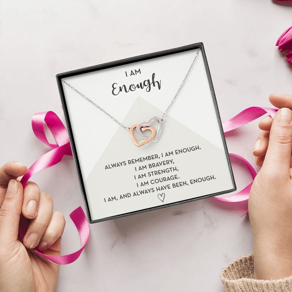 I Am Enough Necklace for Her, Self Affirmation Gift