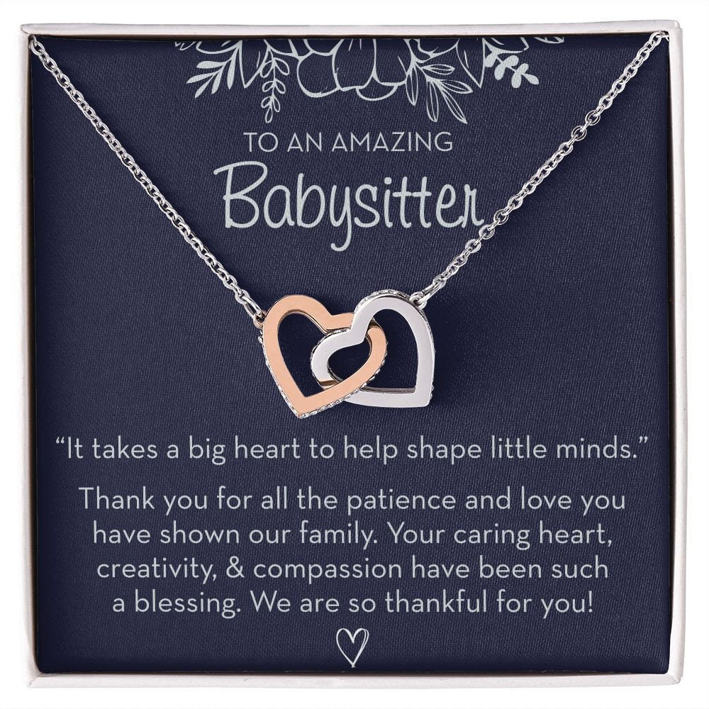 Thank You Gift for Babysitter, Babysitter Thank You Hearts Necklace, Babysitter Appreciation Jewelry, Babysitter Necklace / Gift / Jewelry