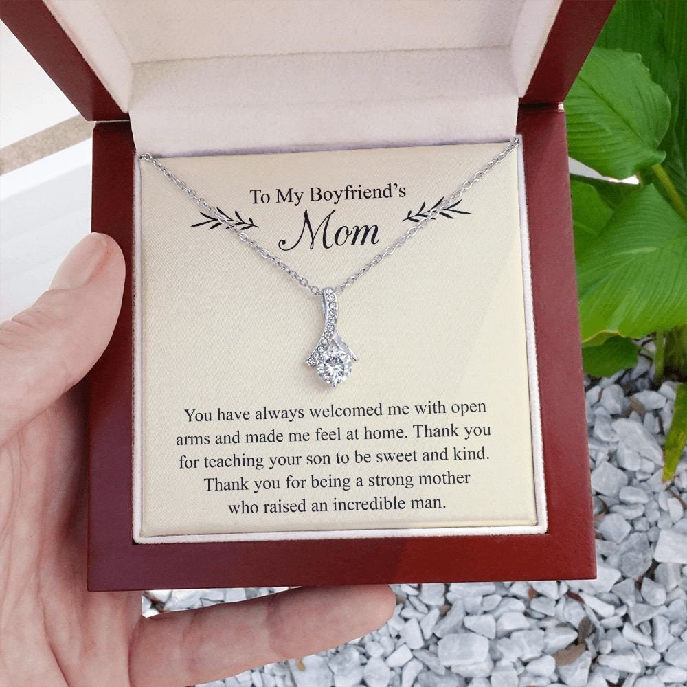Gift for Boyfriend's Mom, Boyfriend's Mom Necklace, Boyfriends Mom Christmas / Holiday Gift, Mother's Day Gift, Future Mil Thank You Gift 14K White