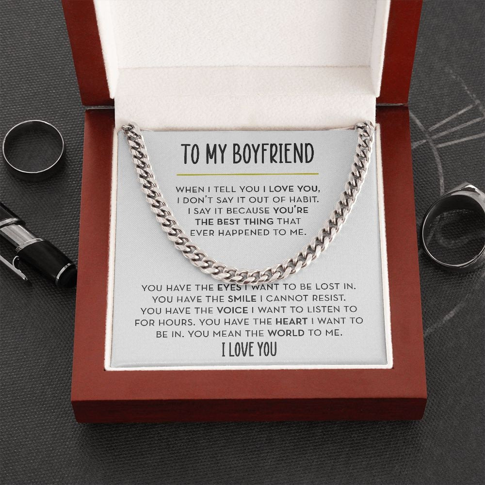 To My Boyfriend Link Chain Necklace, You Mean the World to Me