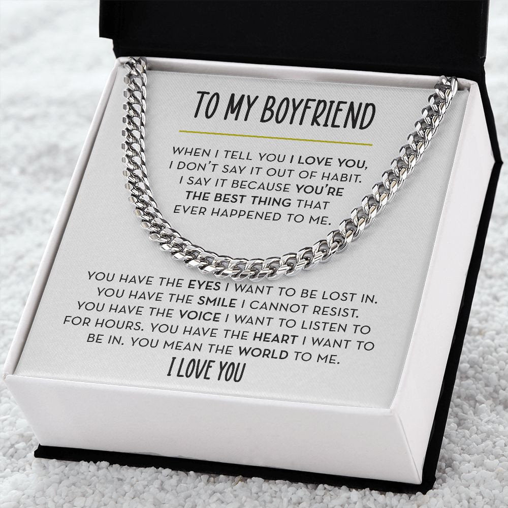 To My Boyfriend Link Chain Necklace, You Mean the World to Me