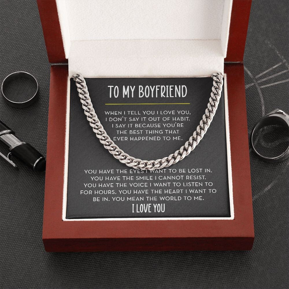 To My Boyfriend Chain Necklace, You Mean the World To Me