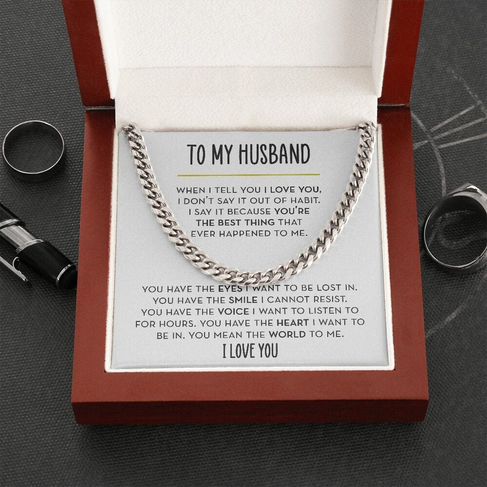To My Husband Chain Necklace, Romantic Gift for Husband