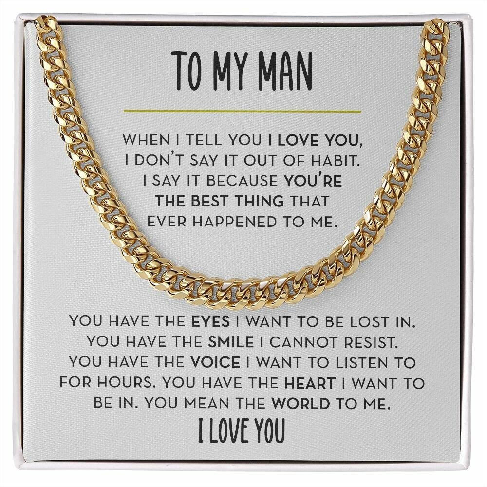 To My Man Chain Necklace, You Mean the World To Me