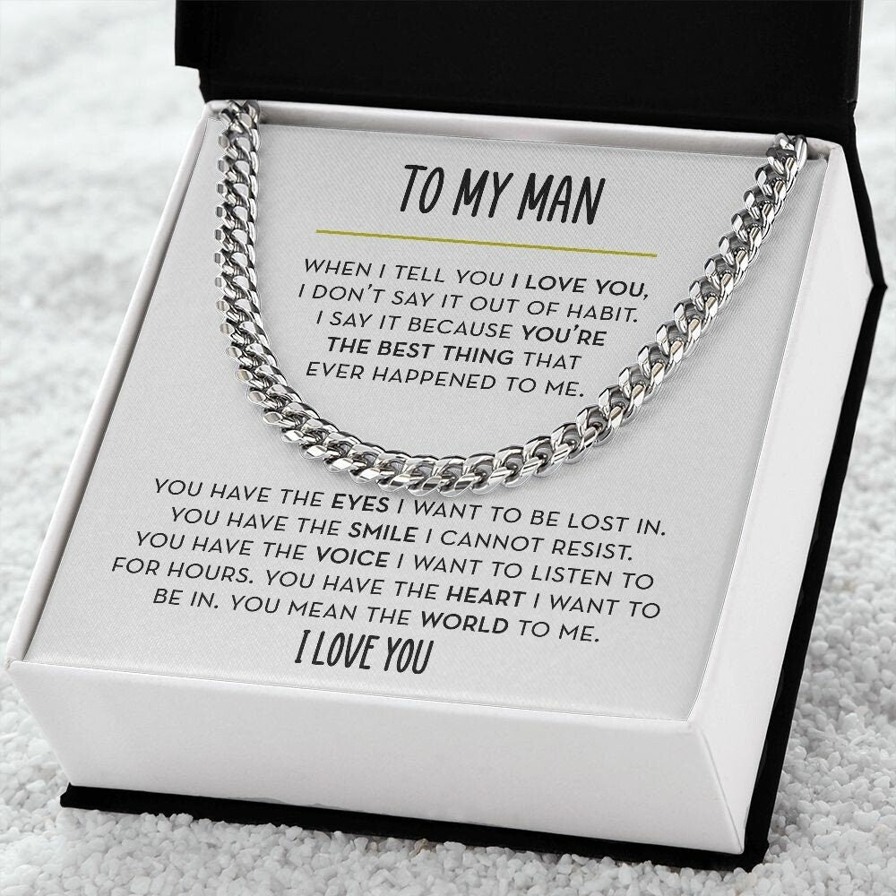 To My Man Chain Necklace, You Mean the World To Me