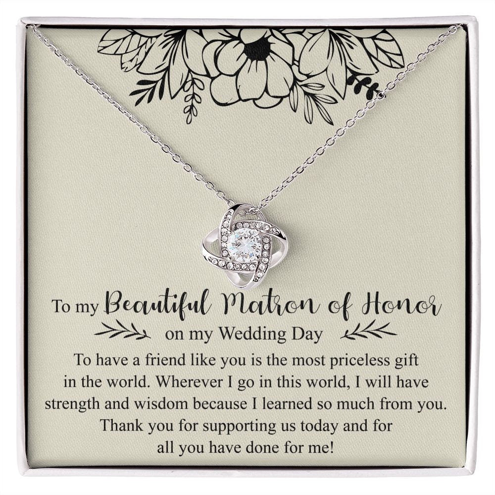 Matron of Honor Thank You Necklace, Wedding Day Gift from Bride, Matron of Honor Friend Gift, Bridal Party Gifts, MOH Necklace from Bride
