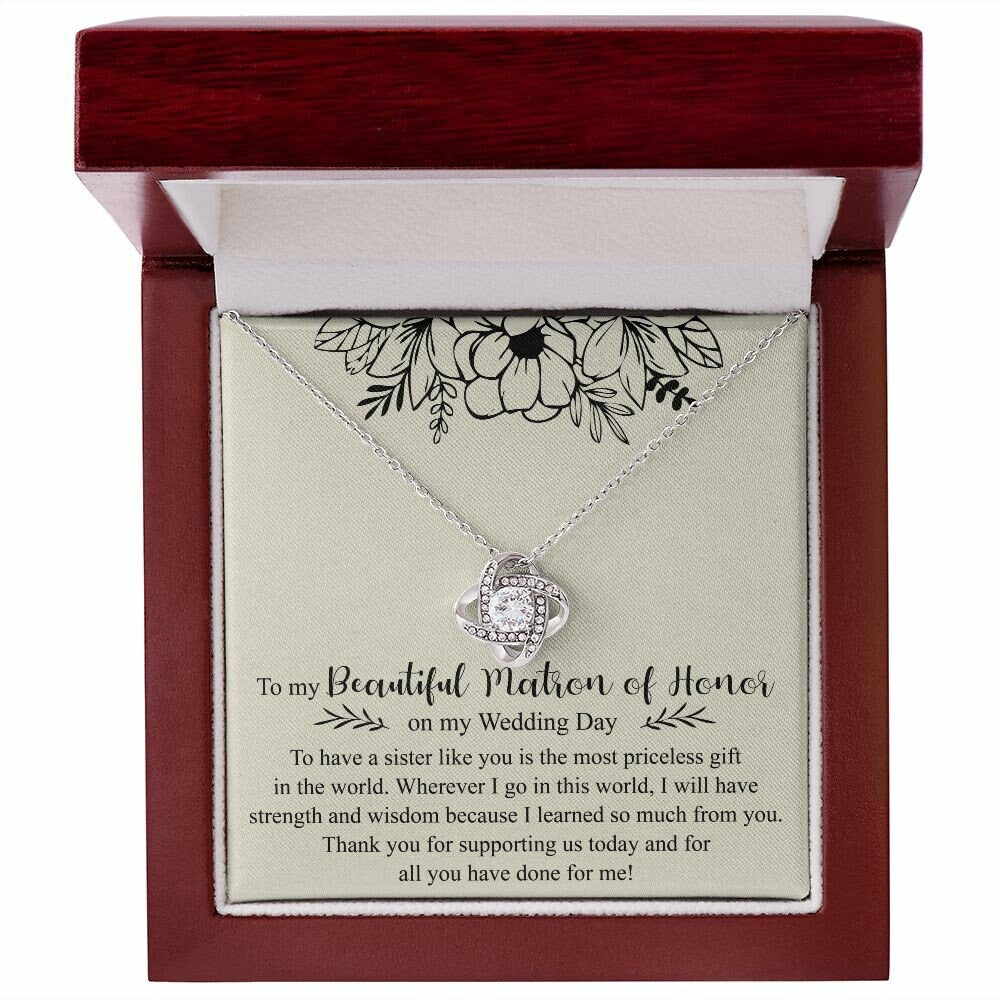 Matron of Honor Thank You Necklace, Wedding Day Gift from Bride, Matron of Honor Sister Gift, Bridal Party Gifts, MOH Necklace from Bride