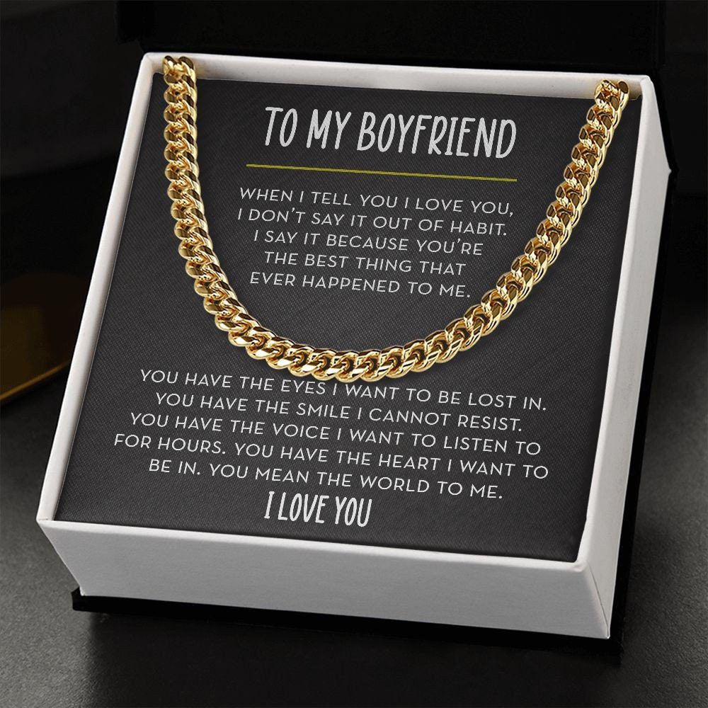 To My Boyfriend Chain Necklace, You Mean the World To Me