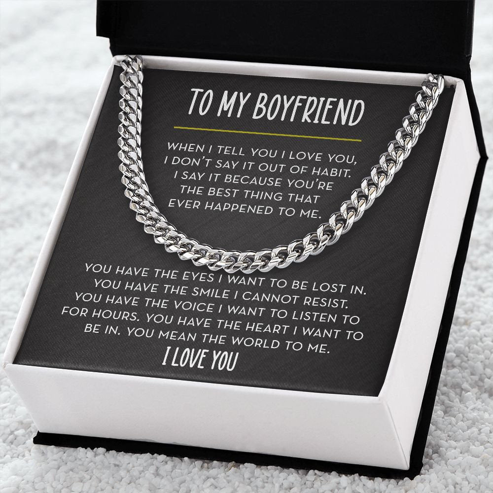 To My Boyfriend Chain Necklace, You Mean the World To Me