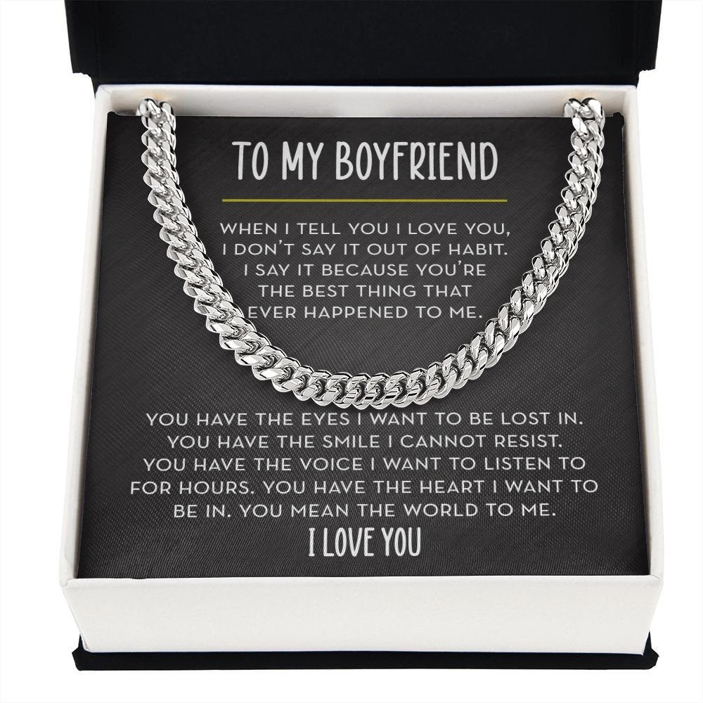 To My Boyfriend Chain Necklace, You Mean the World To Me