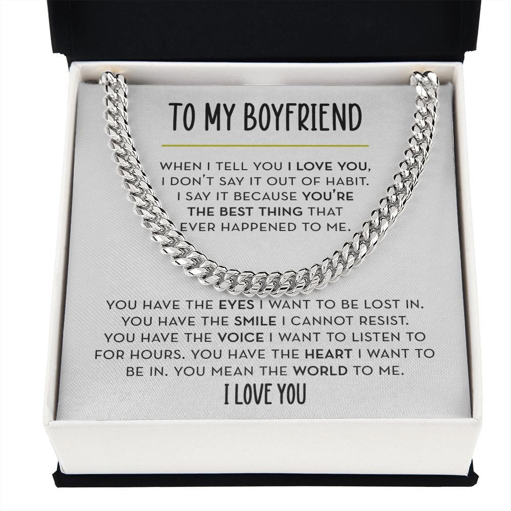 To My Boyfriend Link Chain Necklace, You Mean the World to Me