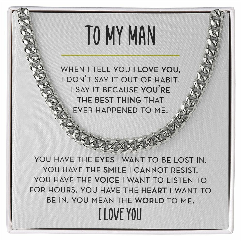 To My Man Chain Necklace, You Mean the World To Me