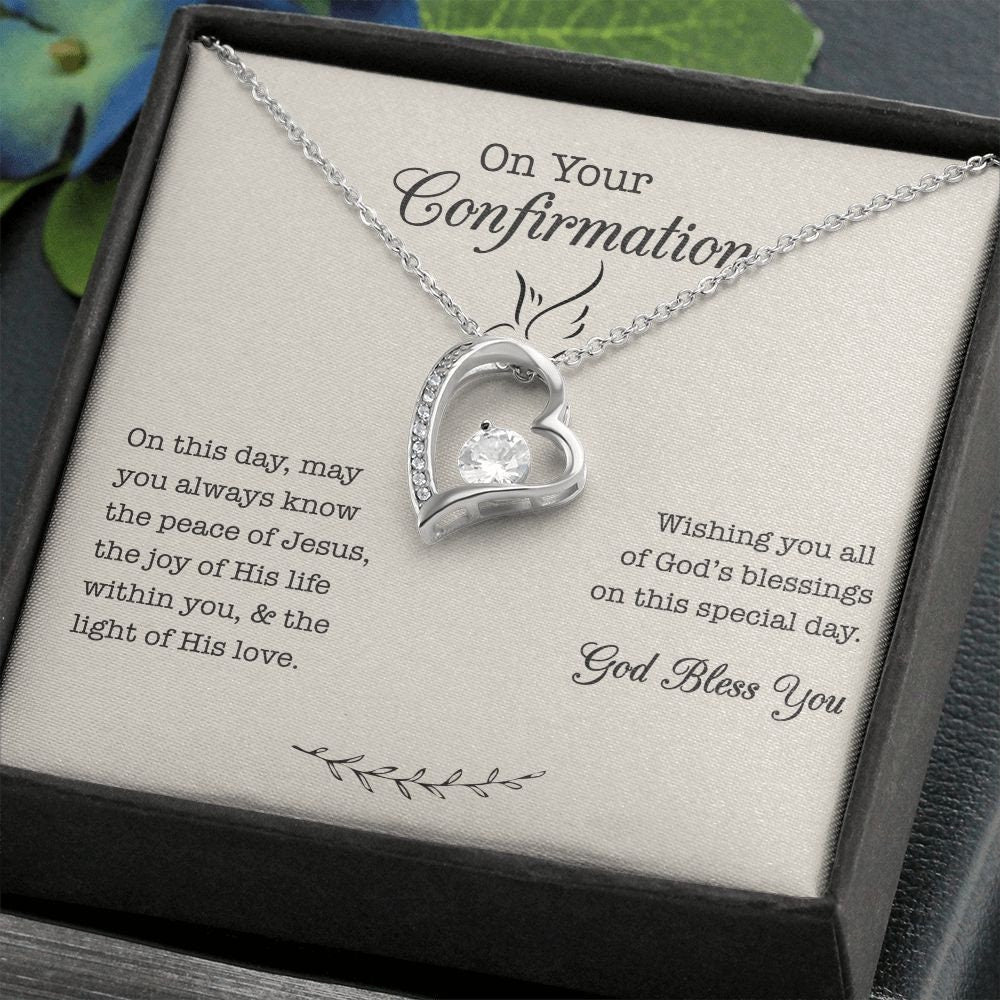 Confirmation Heart Necklace Gift for Girl