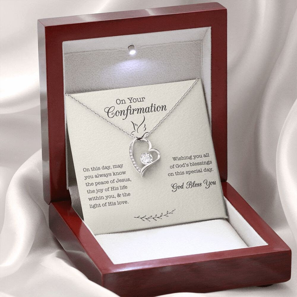 Confirmation Heart Necklace Gift for Girl