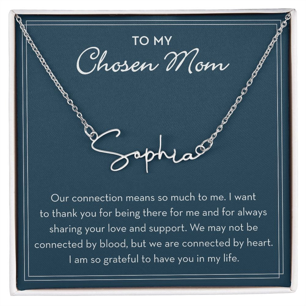 Chosen Mom Personalized Gift, Custom Name Necklace for Chosen Mom