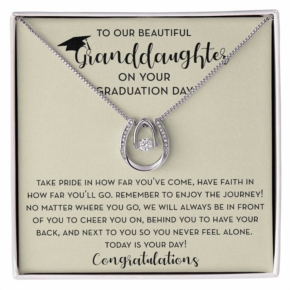 Granddaughter Gift for Graduation, Granddaughter Graduation Horseshoe Necklace