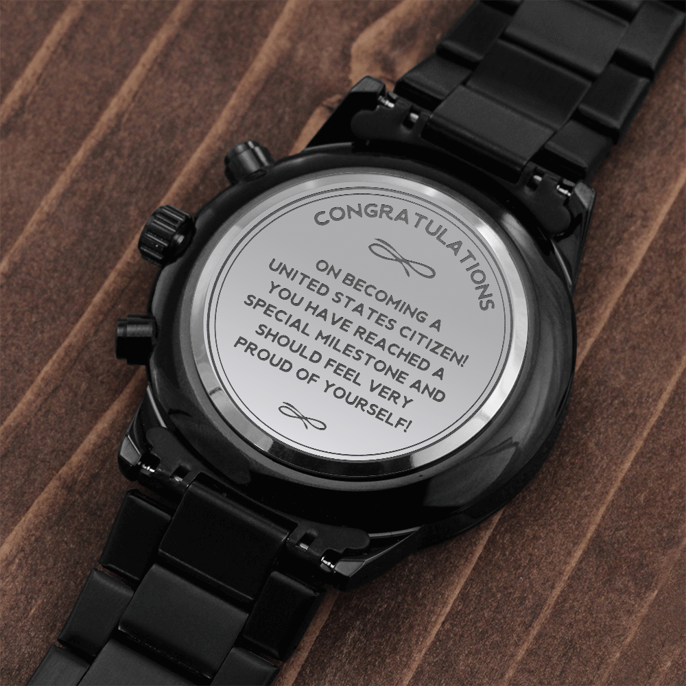 US Citizenship Gift for Him, Engraved Watch, Gift for New US Citizen, Naturalization Gift