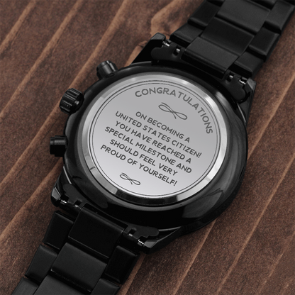 US Citizenship Gift for Him, Engraved Watch, Gift for New US Citizen, Naturalization Gift