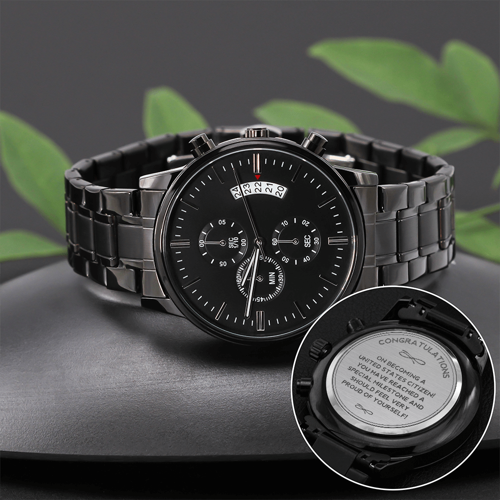 US Citizenship Gift for Him, Engraved Watch, Gift for New US Citizen, Naturalization Gift