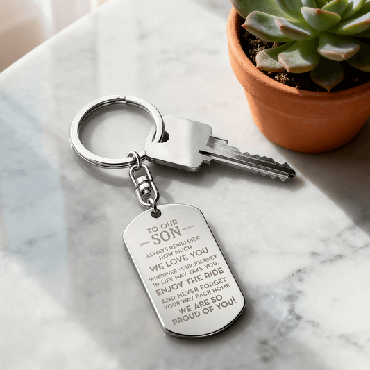 Personalized Keychain for Son, To Our Son Gift, Graduation / Birthday Gift for Son