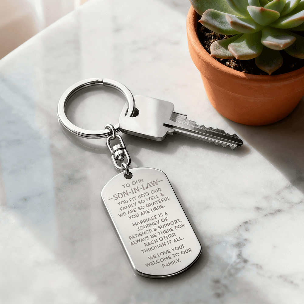 Wedding Gift For New Son-In-Law, Welcome To Our Family Son-In-Law Keychain Gift, Groom Present from In-Laws