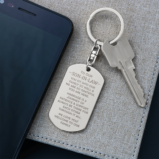 Wedding Gift For New Son-In-Law, Welcome To Our Family Son-In-Law Keychain Gift, Groom Present from In-Laws