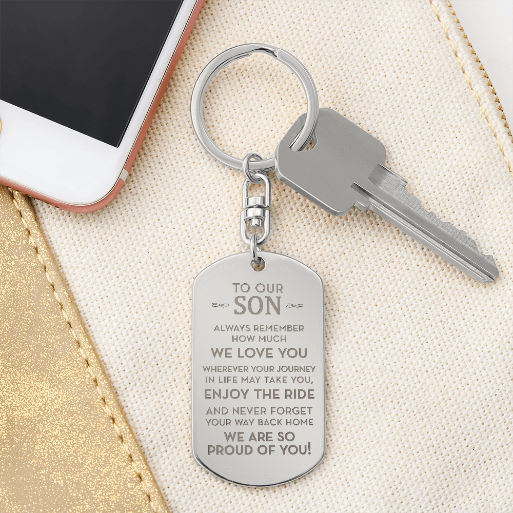 Personalized Keychain for Son, To Our Son Gift, Graduation / Birthday Gift for Son