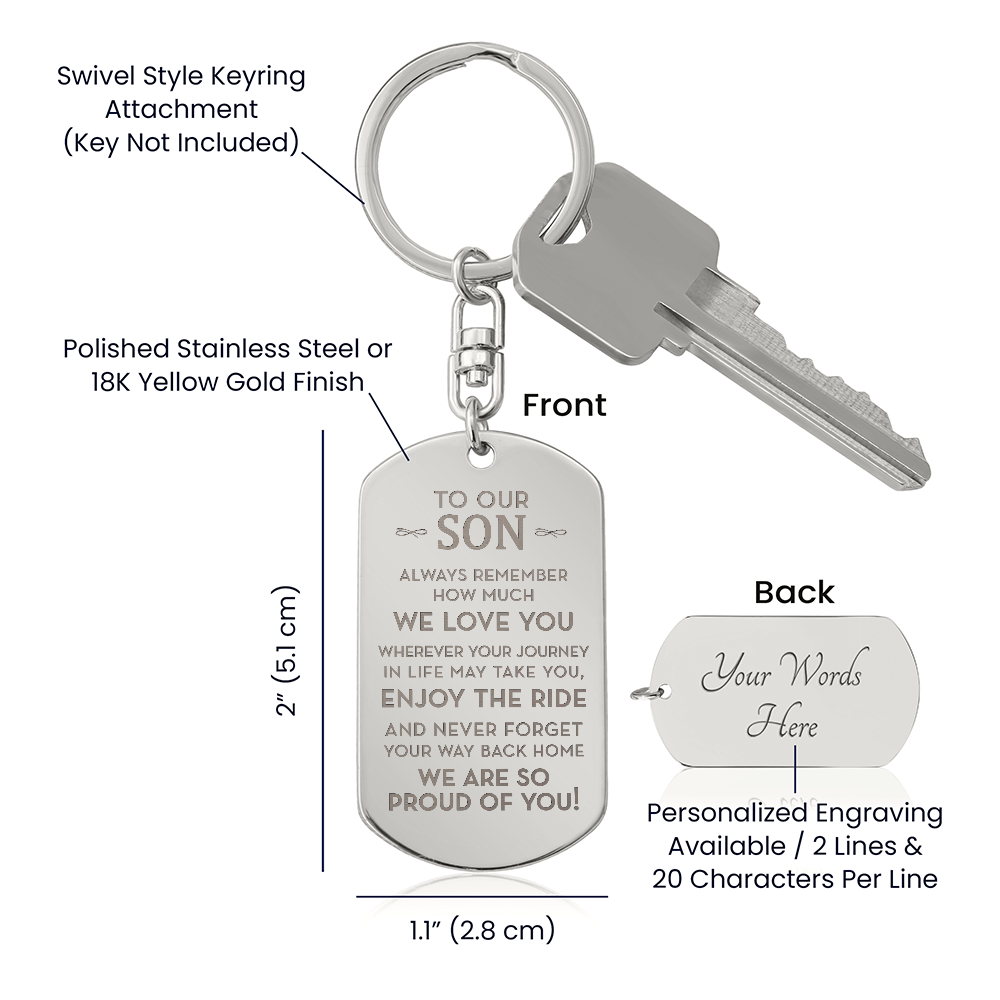 Personalized Keychain for Son, To Our Son Gift, Graduation / Birthday Gift for Son